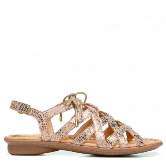 Naturalizer WHIMSY Ghillie Sandals Flat Snakeskin Beige Gold Size 9 - Picture 3 of 12